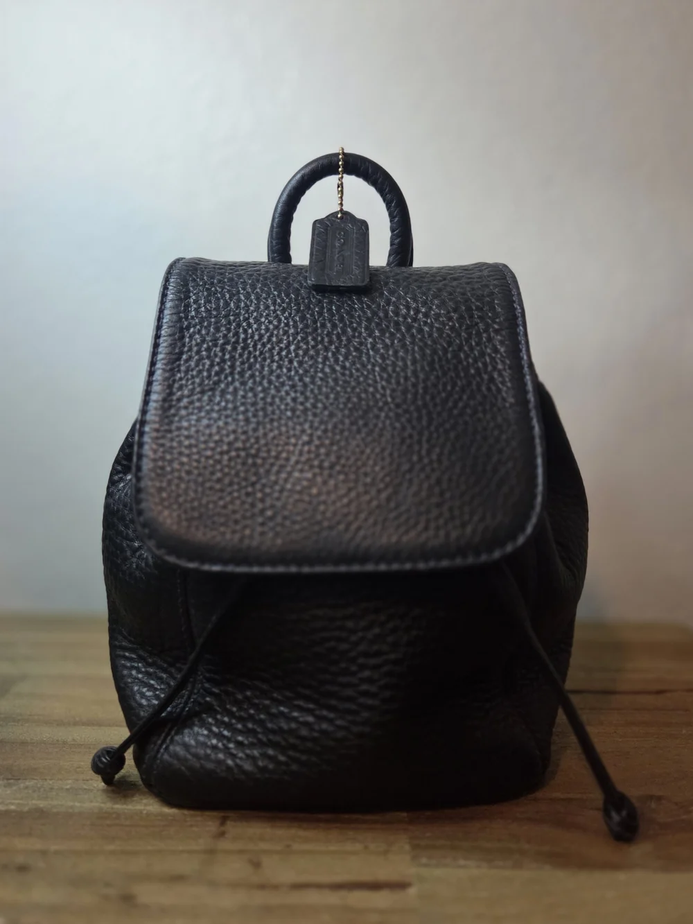 Vintage 97 Coach Sonoma Black Peppled Leather Backpack Purse 4925 w/original Tag